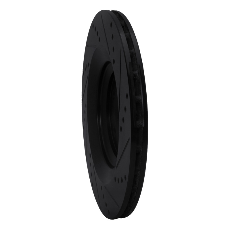 Audi S6 Brake Rotor (1) - Rear Left - R1 Concepts - Drilled & Slotted - Black - `07-`11